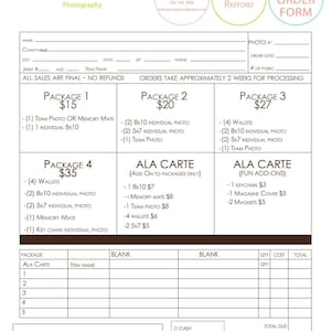 school or league sports photography order form available for etsy