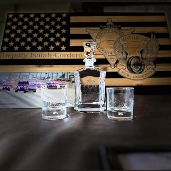 Personalized Whiskey Decanter Set - Law Enforcement Gift, Deputy Sheriff Gifts, Sheriff Gift ...