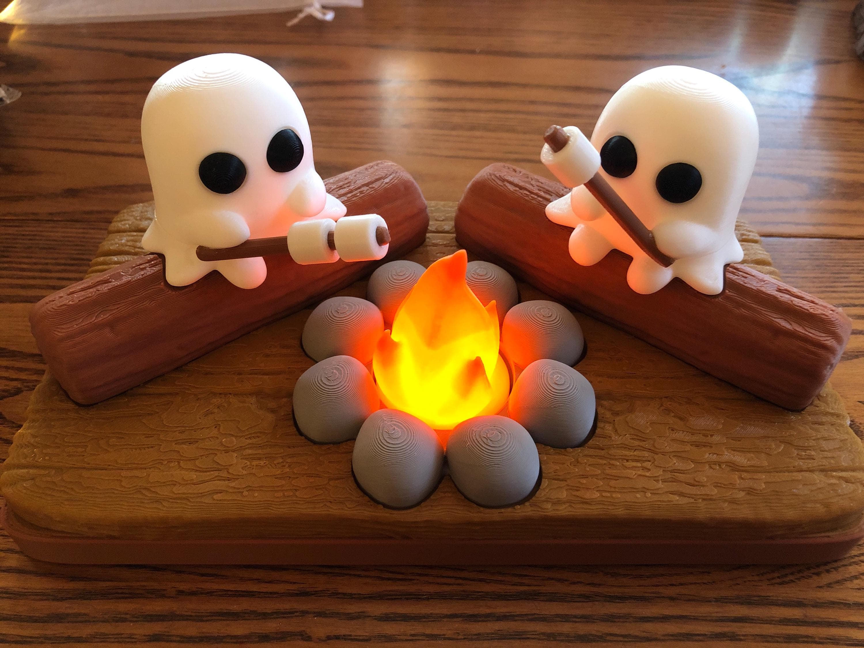 Ghost Campfire Scene with Marshmallows, Halloween Home Decor