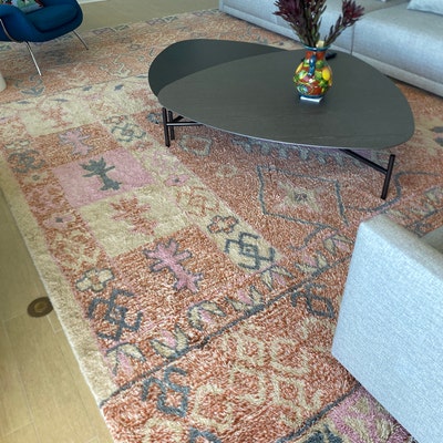 Grey Cream Cheque Soft Wool Rug Moroccan Beni Ourain Hand - Etsy