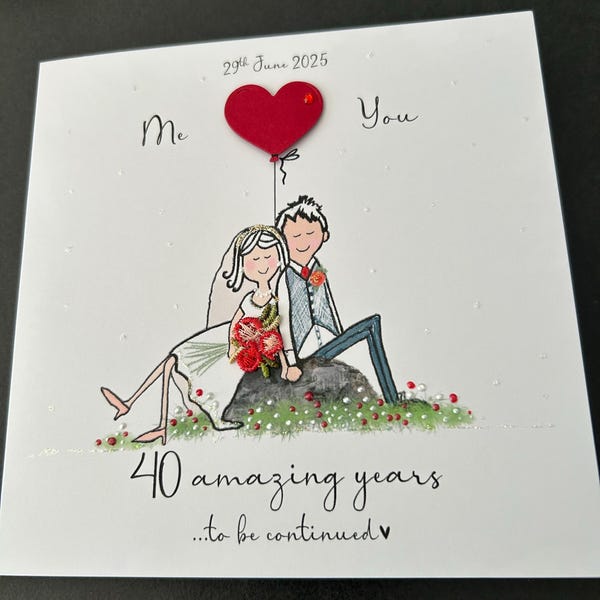 40th Wedding Anniversary Card, Ruby Wedding Anniversary Card Husband ...