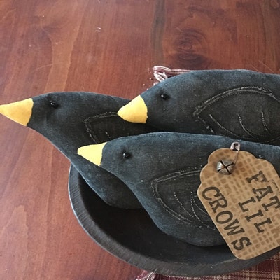 Primitive CROWS Three 3 Bowl Filler Ornies Rustic Folk Art Country ...