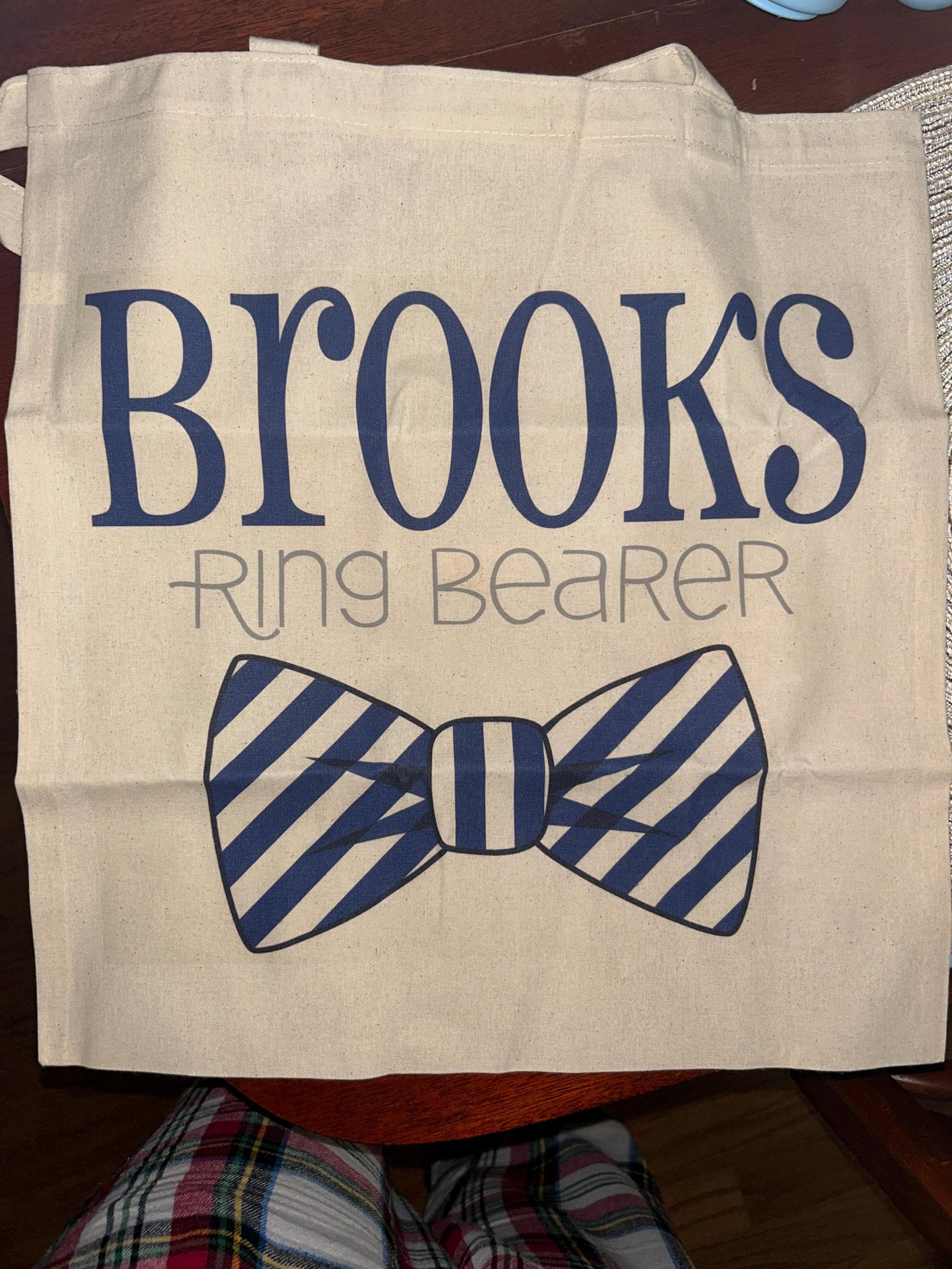 Ring Bearer Personalized Bow Tie Tote- Wedding Party Tote Bags