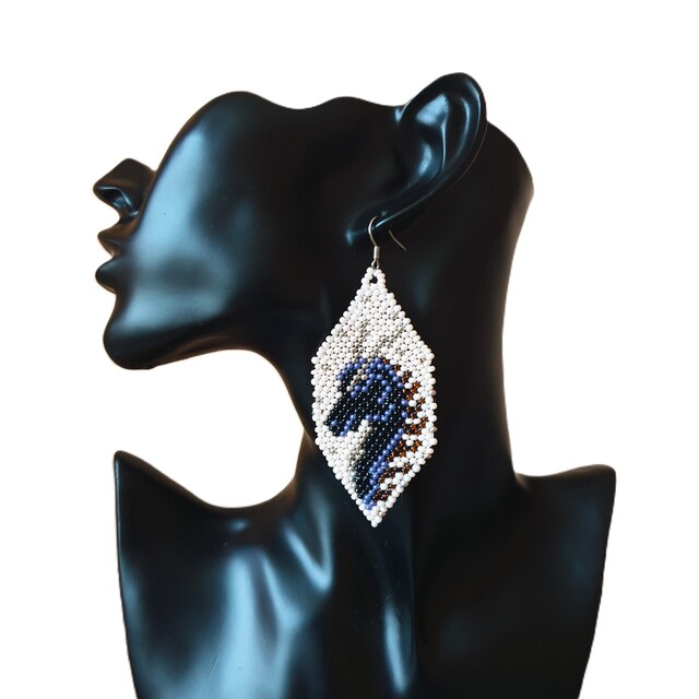 miyuki make up Edition 完成品 Beaded Dragon Brick Stitch Earrings - Miyuki Beading Pattern