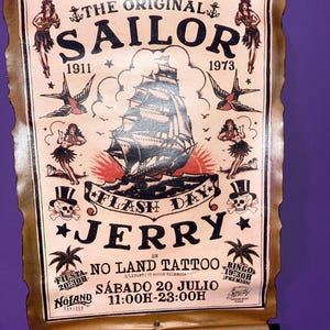 Sailor Jerry Poster - Retro Vintage Handmade Scroll - Etsy