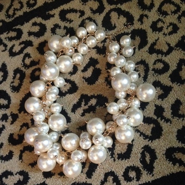 Chunky Multi Strand Pearl Bib Necklace