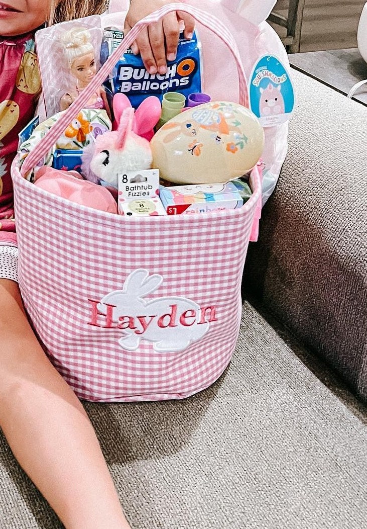 Easter basket, Personalized Easter Basket, monogram easter basket, girls basket, boys basket, girls easter basket, embroidered, Check