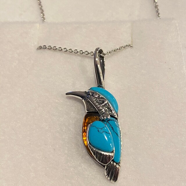 Jeulia "Free As A Bird" Kingfisher Enamel Sterling Silver Necklace - Jeulia Jewelry