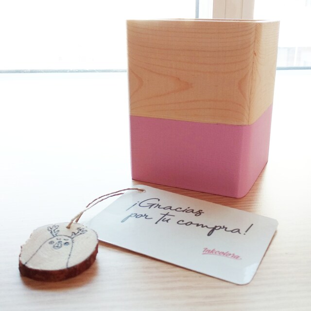 Portalápiz de escritorio madera palo de rosa – Tienda Nativo