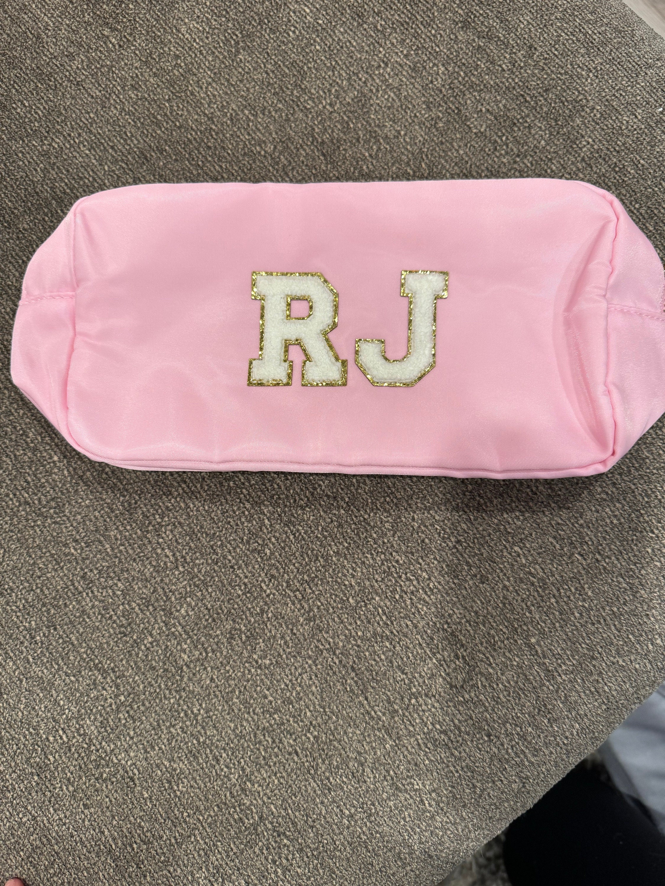Cosmetic Bag - Makeup bag- Travel Bag- Bag with Patch- Customized Bag- Bridesmaid Gift- graduation gift- college bag- game day