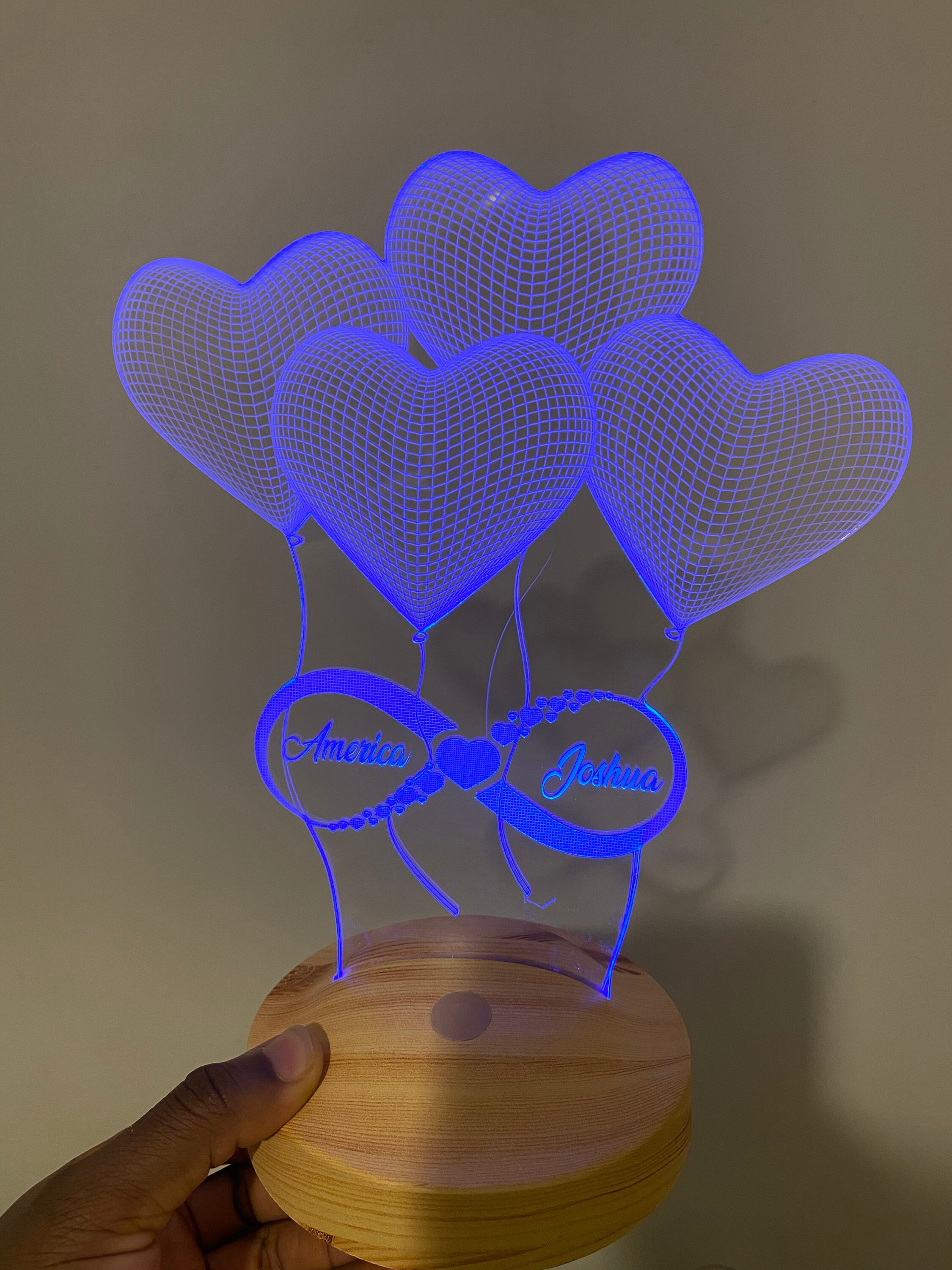 Personalized 3D Illusion LED Lamp, Anniversary Gift for Him or Her, Infinity Symbol Custom Night Light,Romantic Home Decor,Lamp for Bedroom