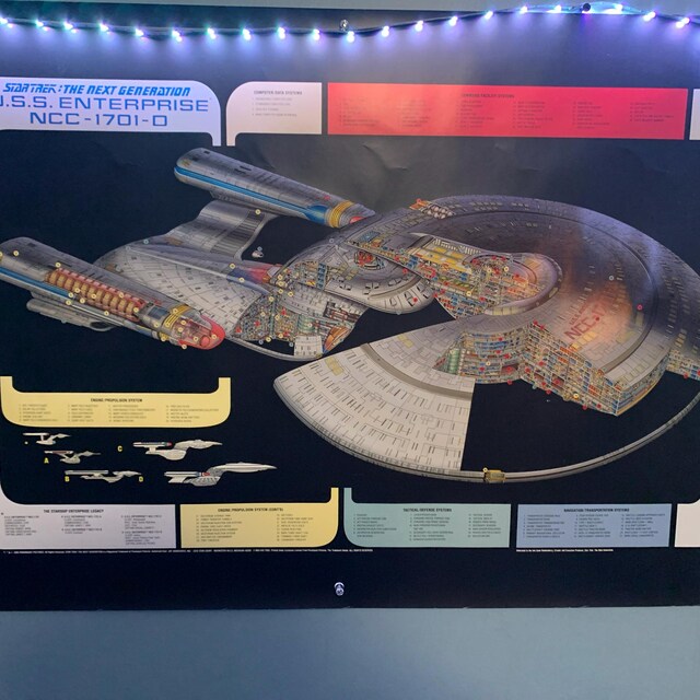 1991 USS Enterprise NCC-1701 D Star Trek TNG Color Cut-away Poster