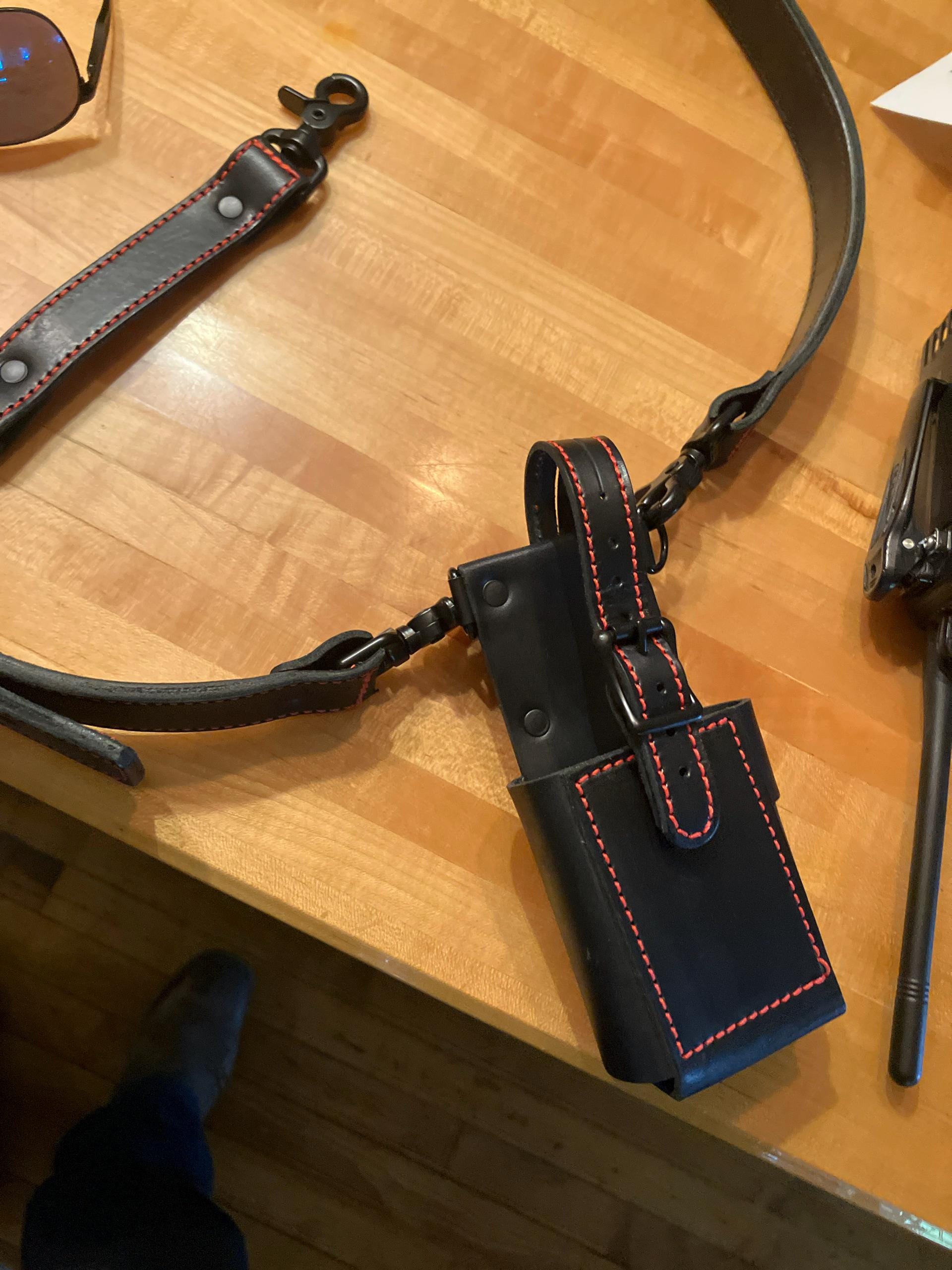 Premium Savage Ghost Leather Firefighter Radio Strap WITH radio bucket - Unleash the Beast