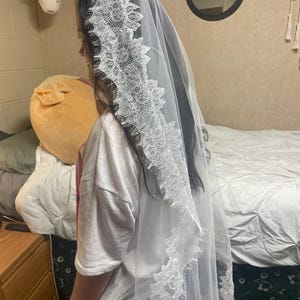 Bridal Lace veil, 1 Layer veil lace Edge, Long veil, 7 meters Lace Veil, Cathedral lace veil, bridal veil with lace for bride
