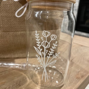Wildflower Cup Iced Coffee Glass Floral Glass Can With Lid Straw Cute Boho  Coffee Cup for Women Friends Bridesmaids Mom EB3496WFL 