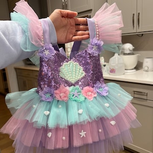 Girls Mermaid Costume with Dress & Seaweed Crown main image 1