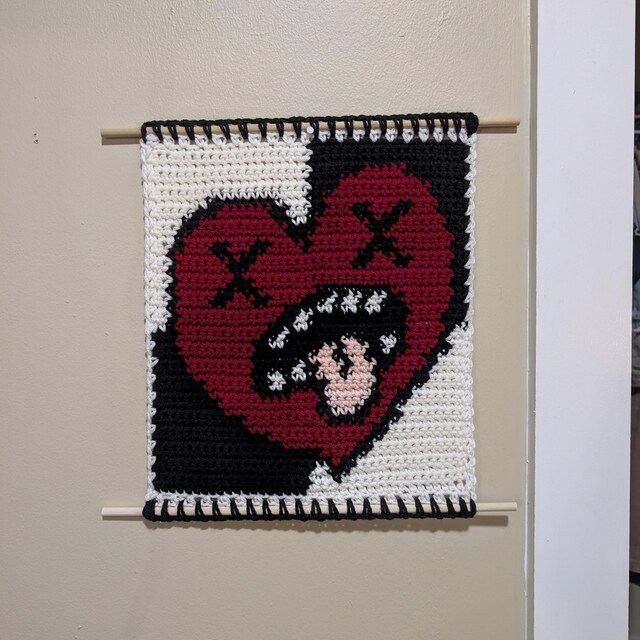 Blah Heart Valentine Tapestry Crochet Pattern / Wall Hanging
