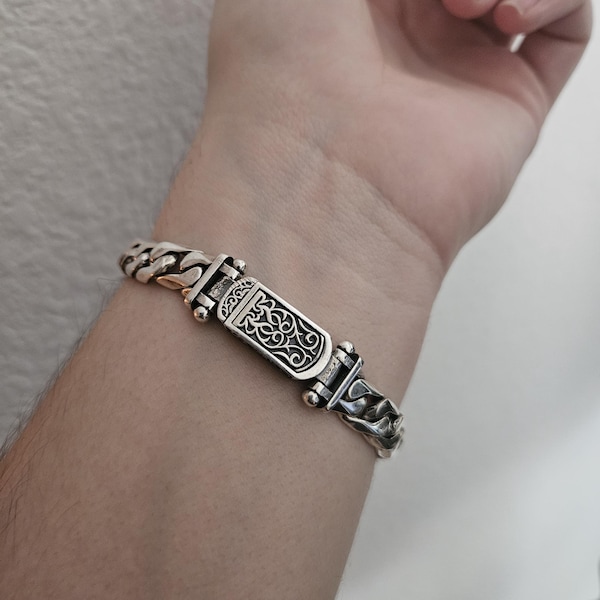 Handmade Vikings Bracelet - 925 Sterling Silver Braided Men's Bracelet (Oxidized Finish, 8.5 Inches)