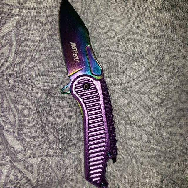 Personalized Purple Rainbow Spectrum POCKET KNIFE With Clip Knives