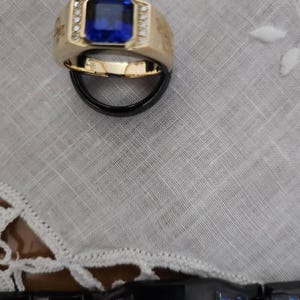 ブルーサファイア メンズリング 18K/14K/10K イエローゴールド