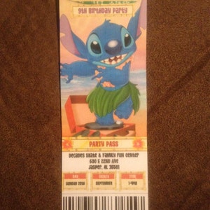 Disney Lilo & Stitch Birthday Ticket Invitations SALE Three | Etsy