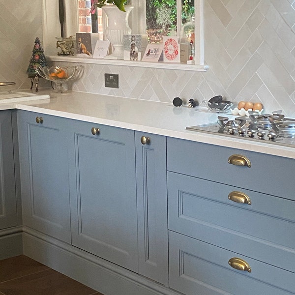 Solid Polished Brass Cabinet Handles & Knobs | Kitchen Cupboard Door ...