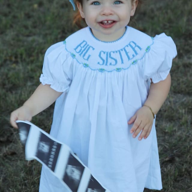 blue dress for baby girl Blue Big Sister Smocked Dress, 12-18M