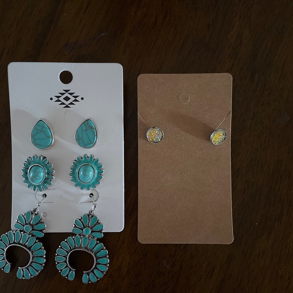 Western Earrings - Silver Eagle With Turquoise Stud main image 1