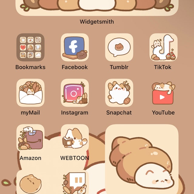Cute Cat Bakery Neutral Icon Set Ios & Android App Icons 