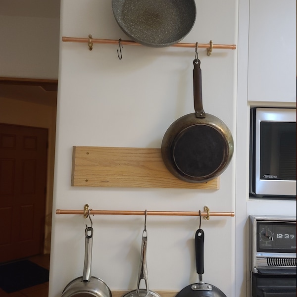 Pan Rails Copper Pot and Pan Rail, Pan Organizer, Kitchen Storage, Utensil ...