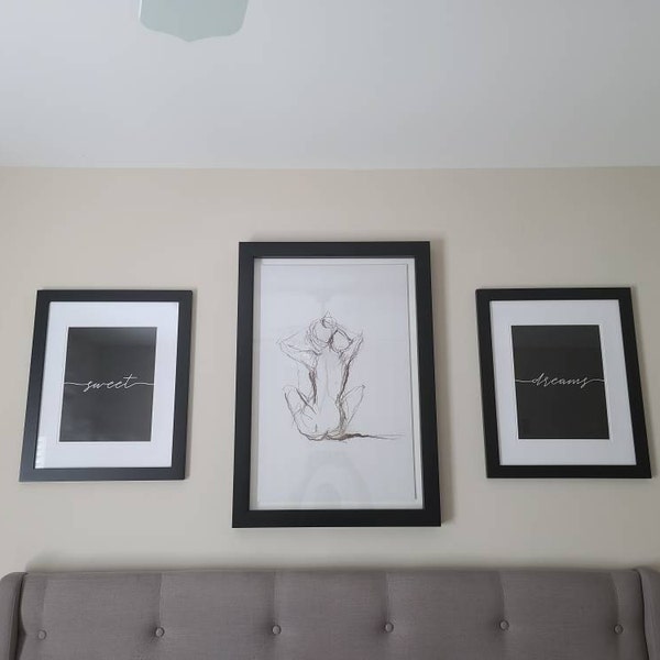 Sweet Dreams Sign, Womens Bedroom Art, Set of 2 Prints, Above Bed Art