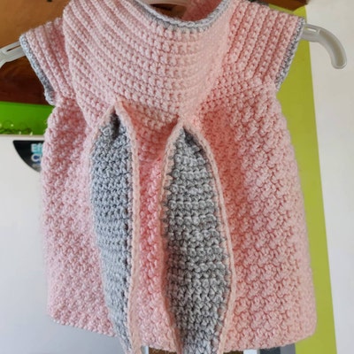 English PDF Crochet Pattern Little Bunny Hooded Dress 5 Sizes 6 Months ...