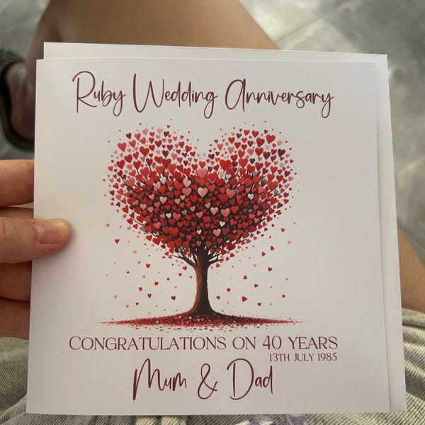 Personalised Ruby 40th Wedding Anniversary Card - Etsy
