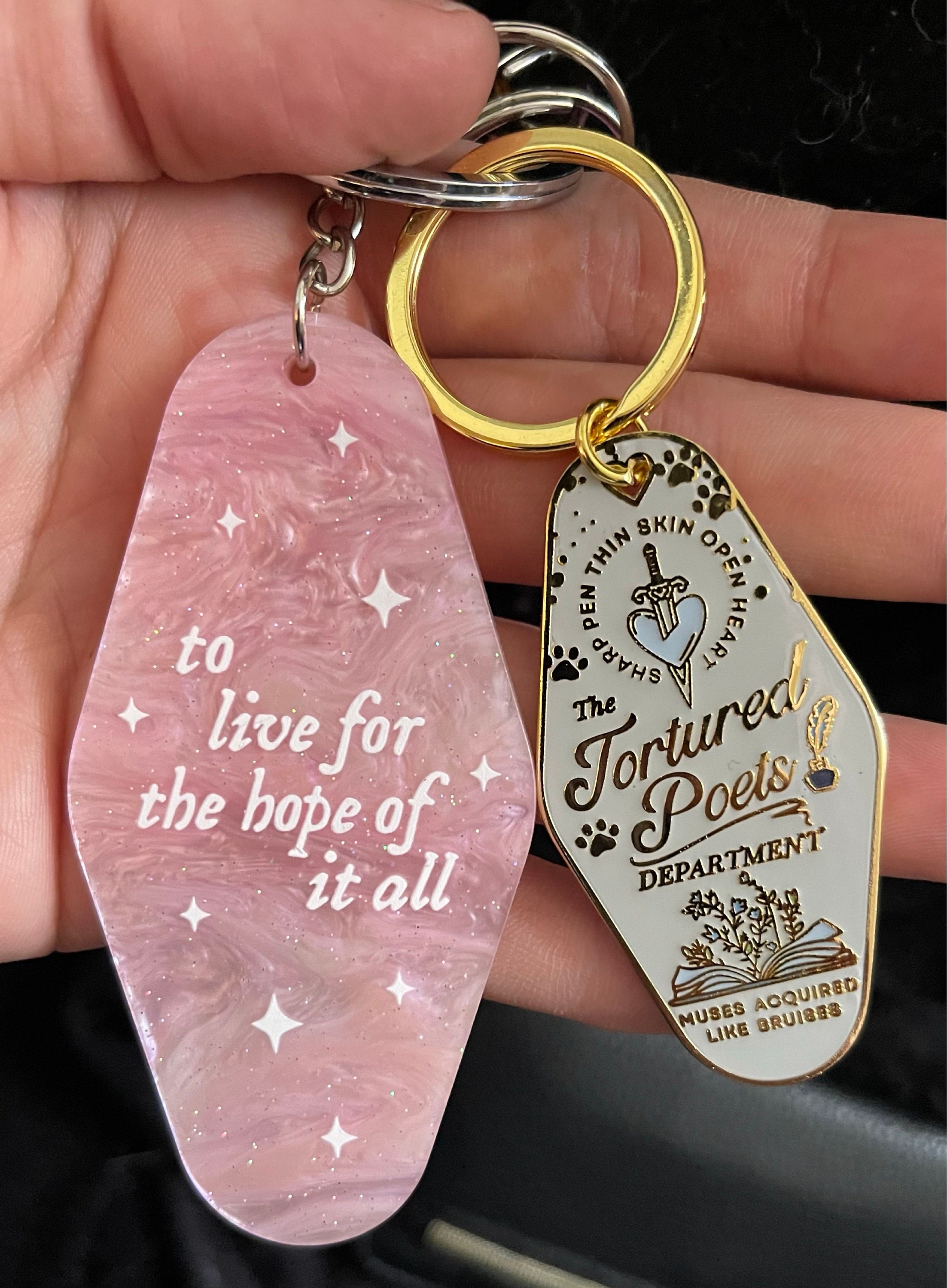Poetry Department Mini Motel Enamel Keychain, Gift for Her