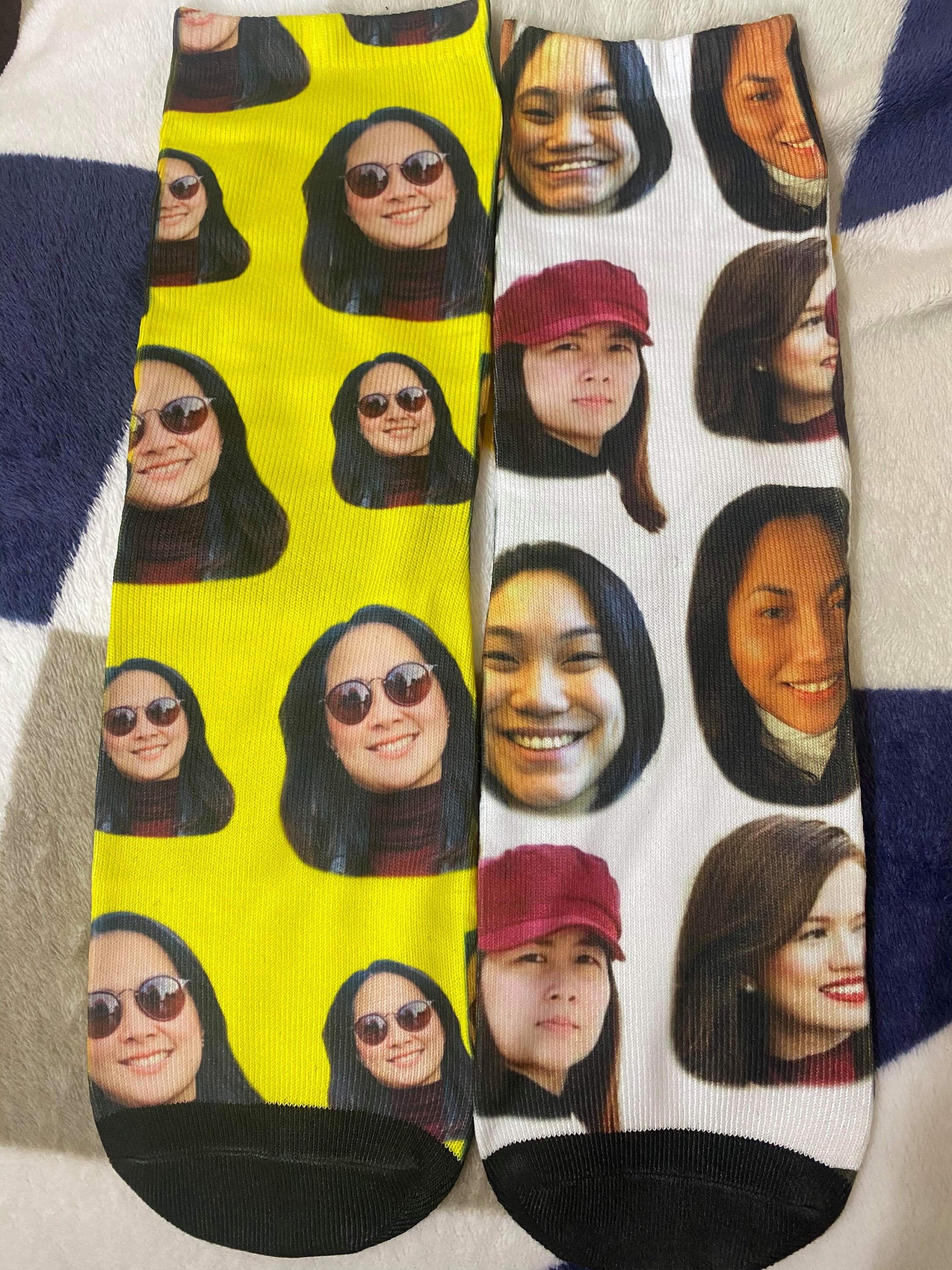 Custom Face Four Inch High Ankle Socks  Printed With Loved Ones Face Make A Fantastic Unique Personalised Gift