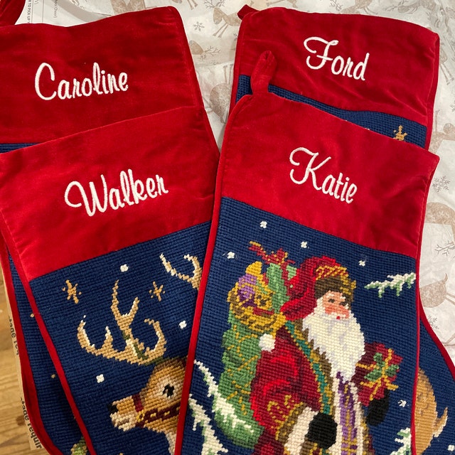  Let's Make Memories Personalized Needlepoint Christmas Stocking  - Embroidered Family Stockings - Old-Fashioned Christmas Décor - Mantel  Décor - 8x17 - Customized Embroidered Name - Reindeer : Home & Kitchen