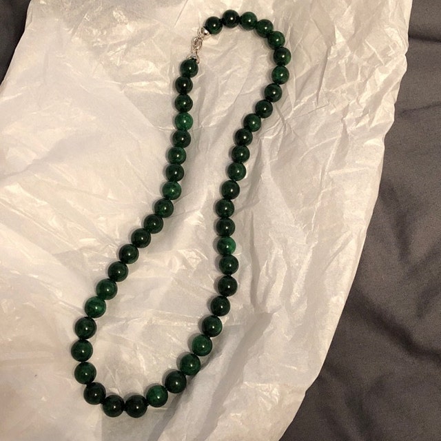 Collana In Giada Verde Naturale Sfaccettata, Perline Rondelle 2x4 Mm