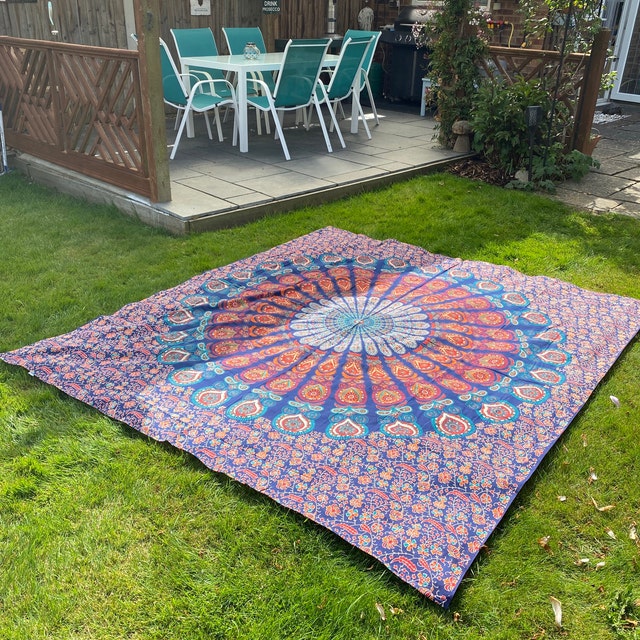 Large Mandala Picnic Blanket Colourful Bohemian Garden Party Hippie Canopy Boho Outdoor Decor Colourful Bohohemian Eclectic Patio Etsy