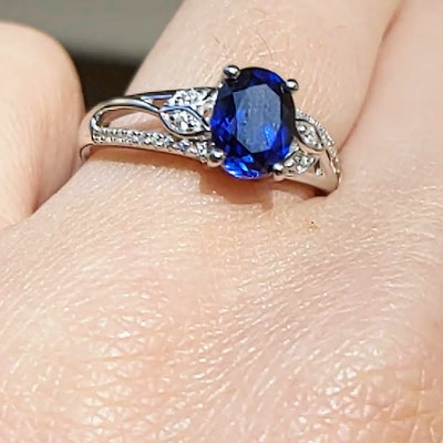 Sapphire Twig Engagement Ring Oval Cut September Birthstone Solid ...