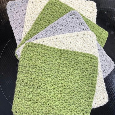 Farmhouse Textured 100% Cotton Crocheted Dishcloths Assorted Colors 5. ...