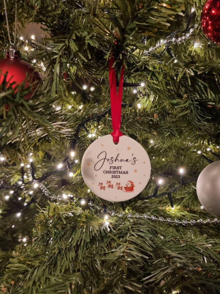 Babies First Christmas Bauble, Personalised first Christmas bauble, new baby bauble, First Christmas Gift, Personalised Santa Tree Decor