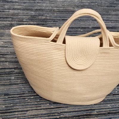 Straw ,rope Bag, Straw, White, Beach Bag , Shoulder Bag , Handbag ...