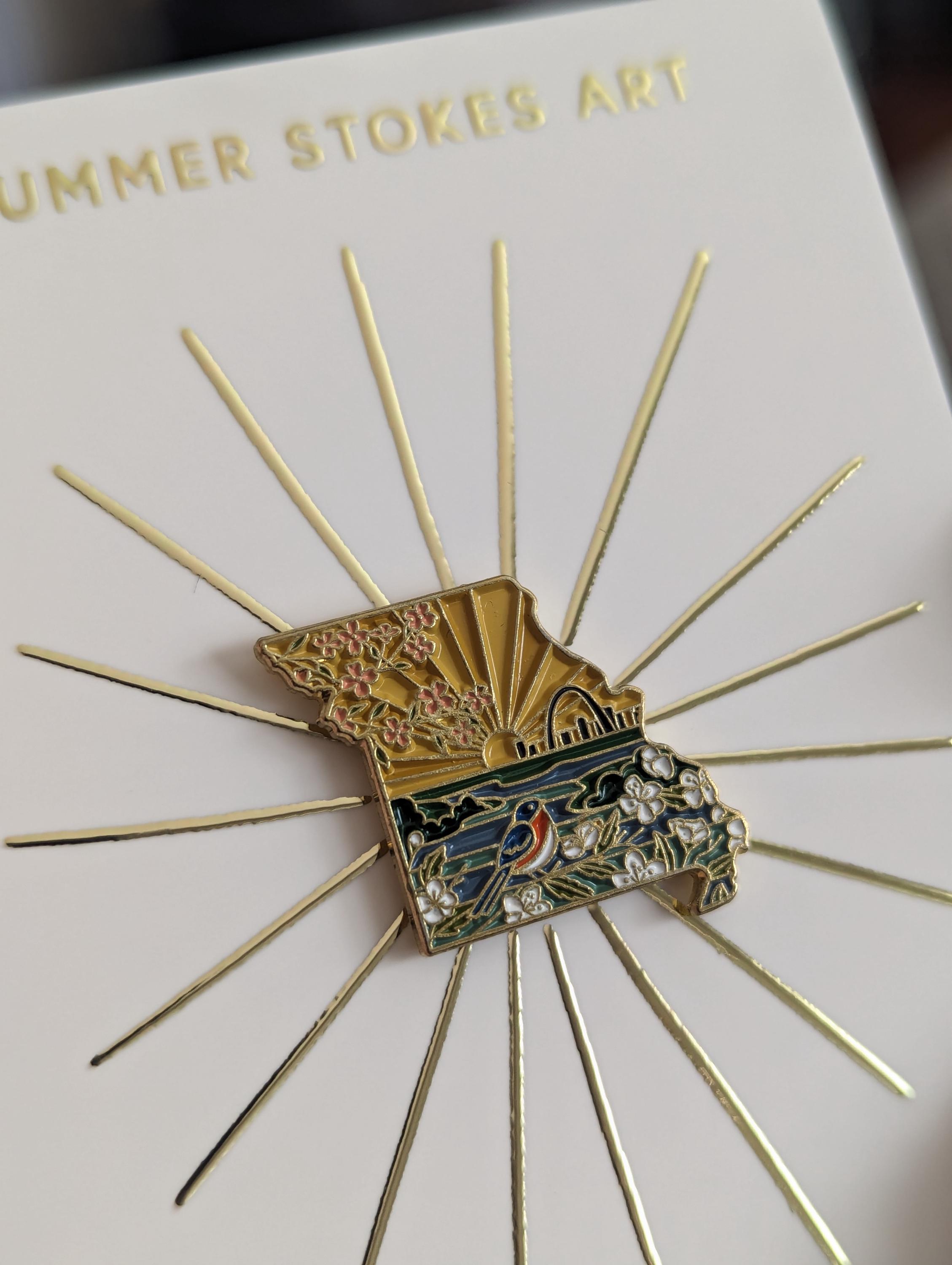 Missouri Enamel Pin | Gold Soft Enamel Pin | Illustrated United States Pin | Butterfly Clasp | 1.25&quot;