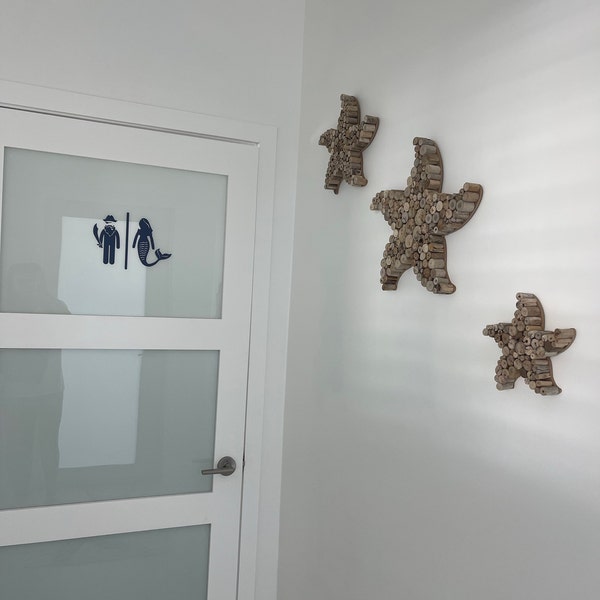 Driftwood Starfish Wall Decor Set– Handmade Coastal Beach House Art - Etsy