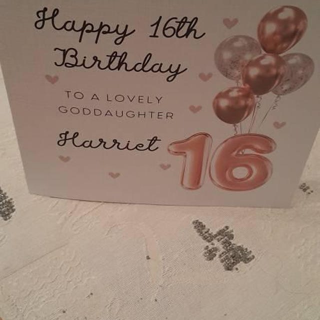 Personalised 16th Birthday Card For Goddaughter – Metal Engraved Wallet Card With Message, Gift Envelope