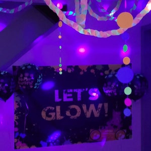 Glow Party Decorations, Neon Garlands, Black Light Party Decor, Sweet 16  Party, Glow Garlands, Skate Party Decor, 80s Party 