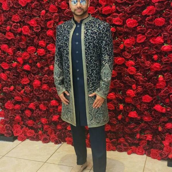 Peacock Green Jodhpuri Sherwani for Men, Wedding Jodhpuri Indian Jacket