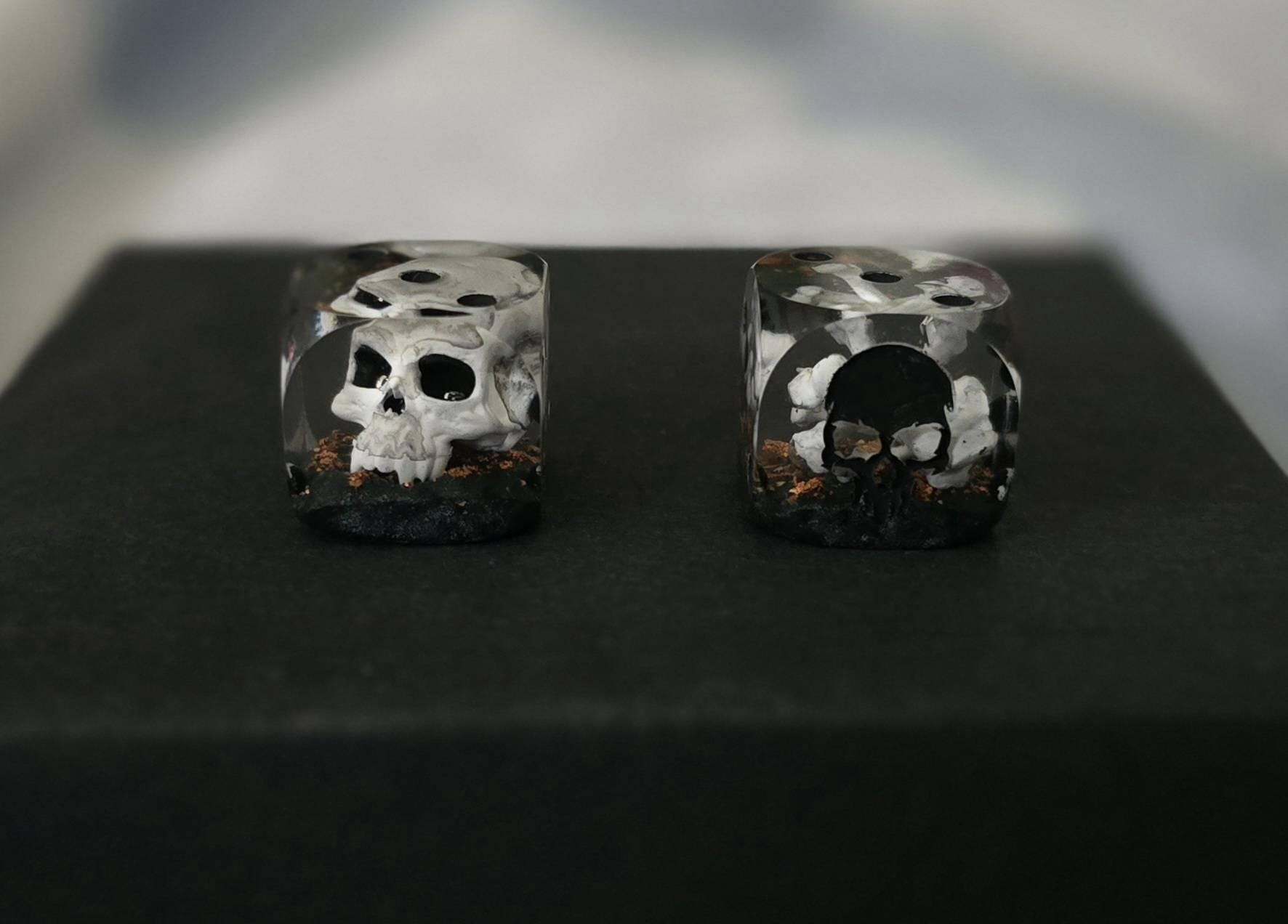 Dice with Skull, D6, Skeleton Dice, Dice Set, Board Games, Epoxy Dice, Necromancer, Zombie Dice, DND, Soft Edges