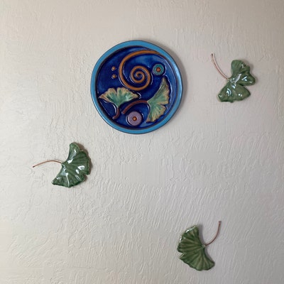 Ceramic Ginkgo Leaves-hanging Wall Leaves-3 Sizes to Choose From - Etsy