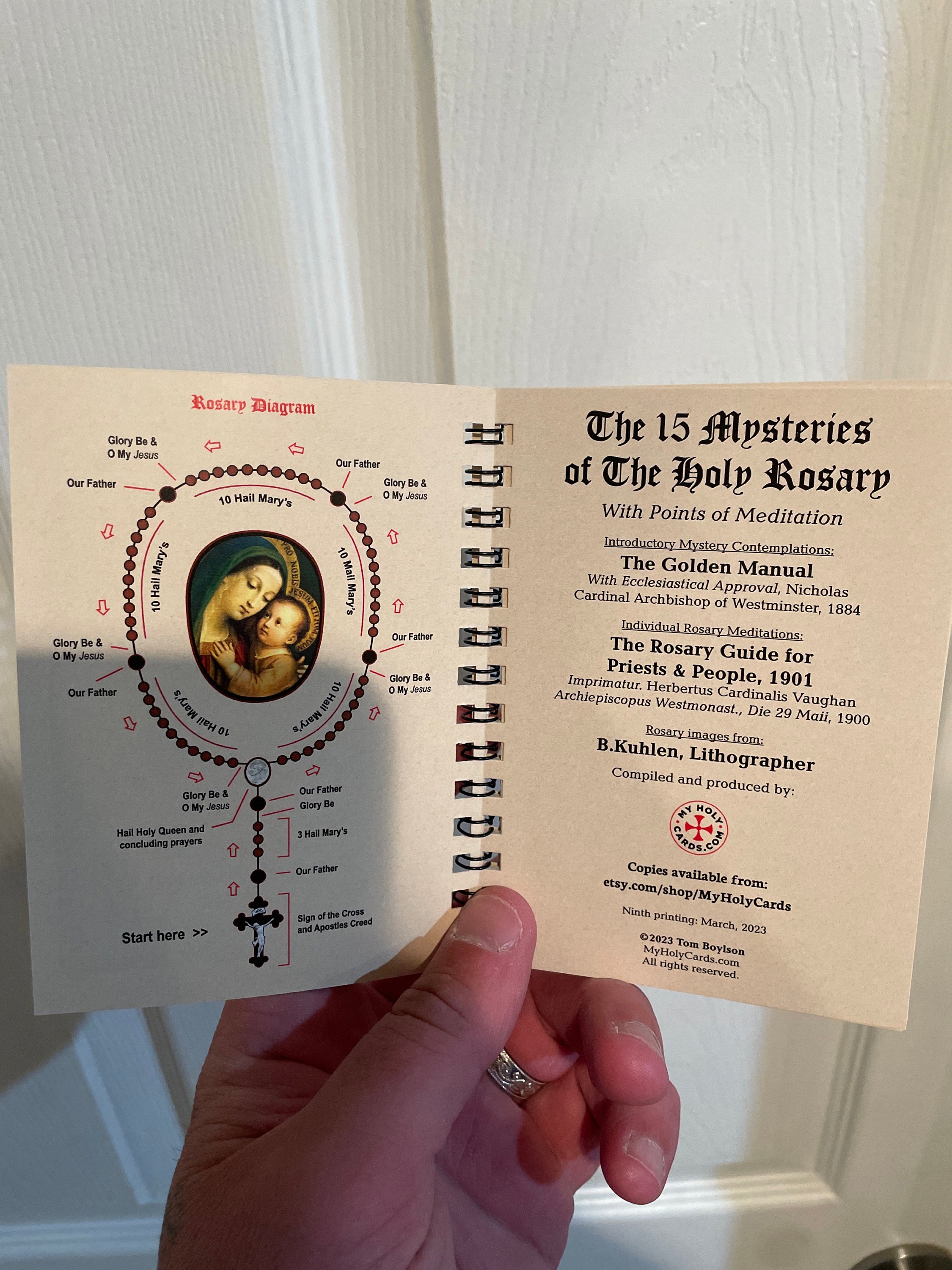 ORIGINAL!  POCKET-SIZE Rosary Meditation Book featuring 15 decades with meditations for each bead, Traditional Catholic, Latin Mass, Fatima
